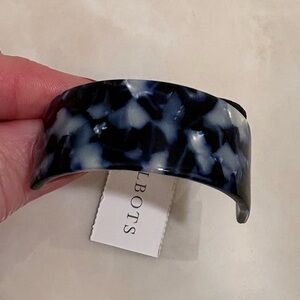 Talbots marbled iridescent Black and Blue elastic Hairband